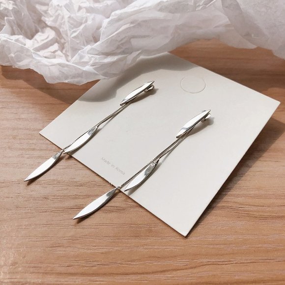 #NEW 925 Sterling Silver Feather Drop Earrings - Picture 2 of 6